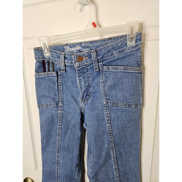 Wrangler x Modcloth Retro 70s Flare Rainbow Pocket High Rise Jeans Womens 2x30 - Picture 6 of 10